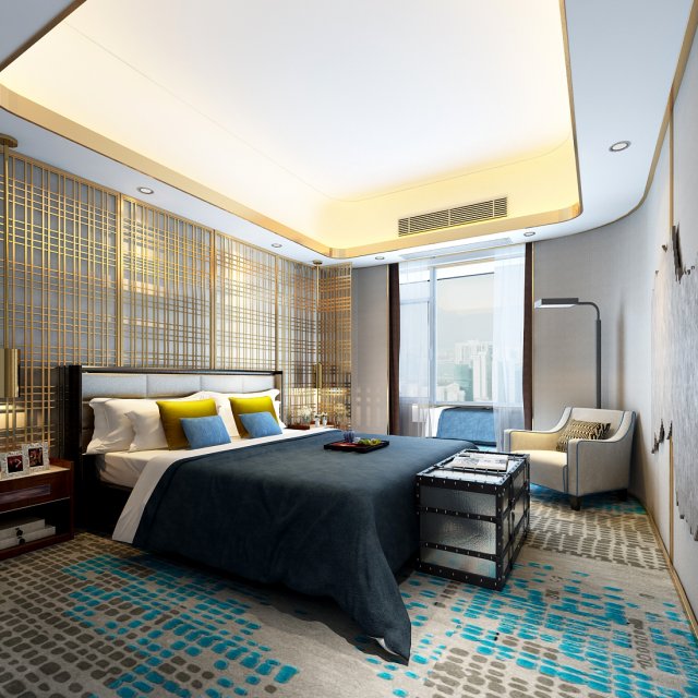 stylish bedroom complete 06 3D Model .c4d .max .obj .3ds .fbx .stl .blend 