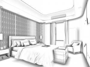 stylish bedroom complete 06 3D Model