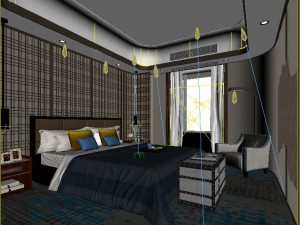 stylish bedroom complete 06 3D Model