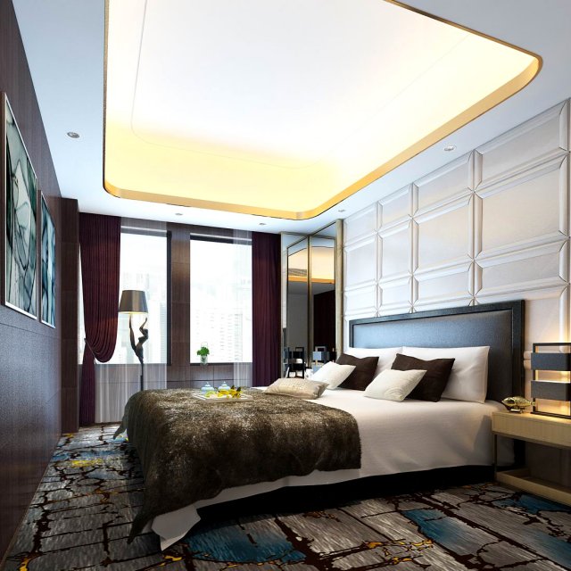 stylish bedroom complete 07 Modèle 3D .c4d .max .obj .3ds .fbx .stl .blend