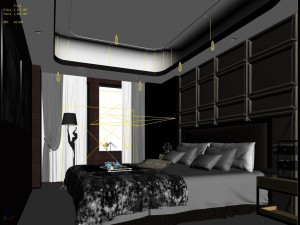 stylish bedroom complete 07 Modèle 3D