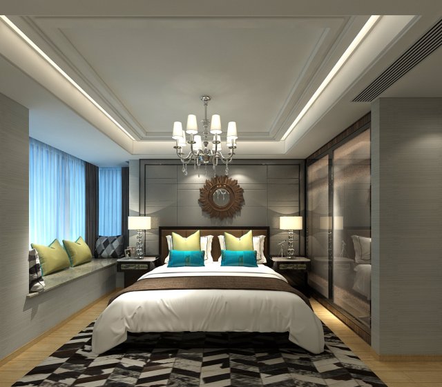 stylish bedroom complete 08 3D 模型 .c4d .max .obj .3ds .fbx .stl .blend 