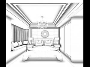 stylish bedroom complete 08 3D Model