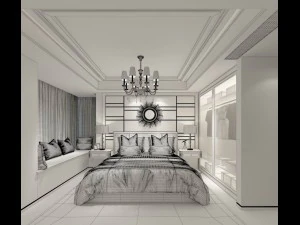 stylish bedroom complete 08 3D Model