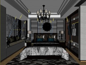 stylish bedroom complete 08 3D 模型