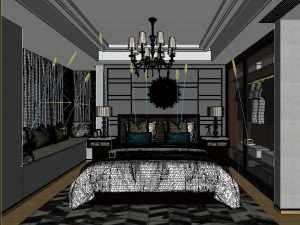 stylish bedroom complete 08 3D Model