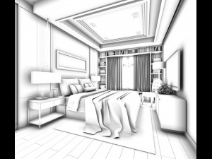 stylish bedroom complete 09 3D 模型