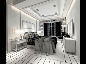 stylish bedroom complete 09 3D 模型