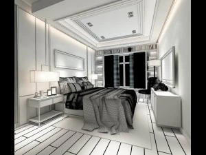 stylish bedroom complete 09 3D Model