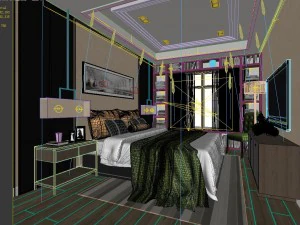 stylish bedroom complete 09 3D Model