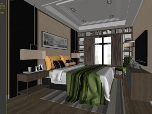 stylish bedroom complete 09 3D 模型