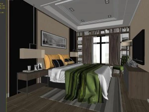 stylish bedroom complete 09 3D Model