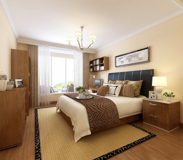 stylish bedroom complete 10 Model 3D .c4d .max .obj .3ds .fbx .stl .blend