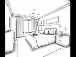 stylish bedroom complete 10 Model 3D