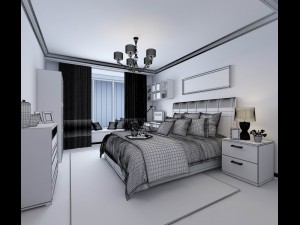 stylish bedroom complete 10 Model 3D