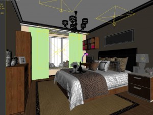 stylish bedroom complete 10 Model 3D