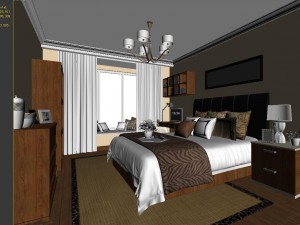 stylish bedroom complete 10 Model 3D