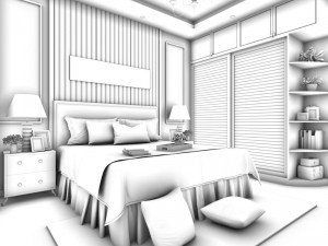 stylish bedroom complete 11 3D Model