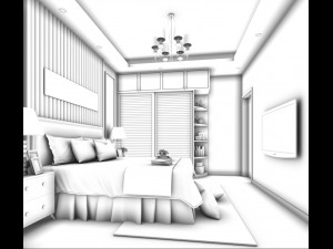 stylish bedroom complete 11 3D Model