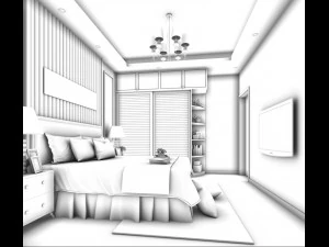 stylish bedroom complete 11 3D Model