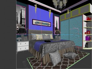 stylish bedroom complete 11 3D Model