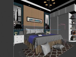 stylish bedroom complete 11 3D Model