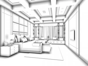 stylish bedroom complete 12 3D Model