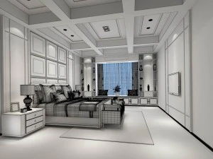 stylish bedroom complete 12 3D Model
