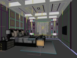 stylish bedroom complete 12 3D Model