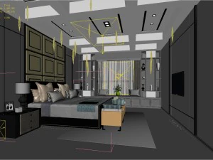 stylish bedroom complete 12 3D Model