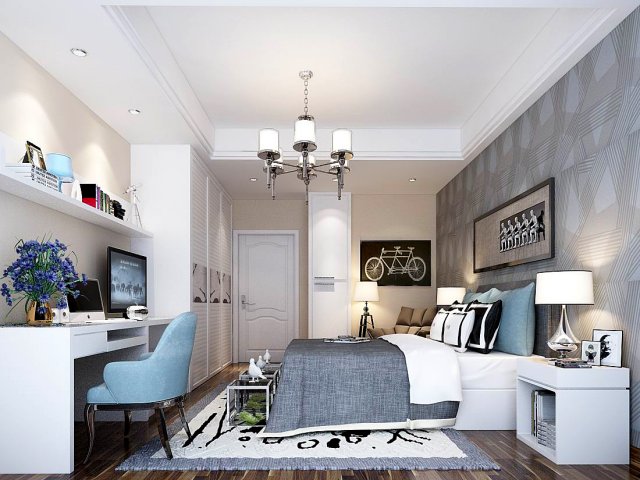 stylish bedroom complete 13 Modèle 3D .c4d .max .obj .3ds .fbx .stl .blend 