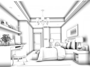 stylish bedroom complete 13 Modèle 3D
