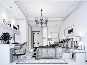 stylish bedroom complete 13 3D Model