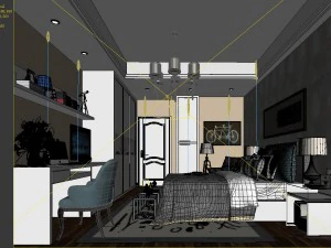 stylish bedroom complete 13 3D Model