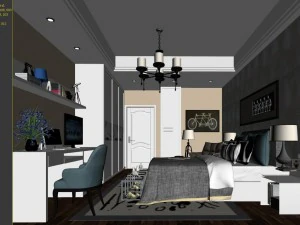 stylish bedroom complete 13 3D Model