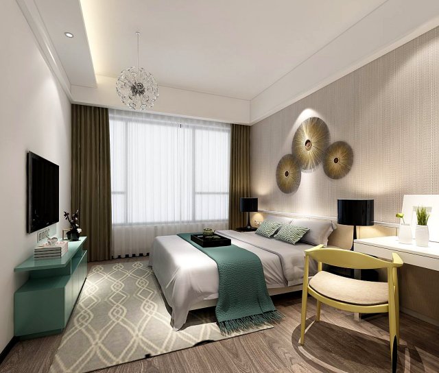 stylish bedroom complete 14 3D Модель .c4d .max .obj .3ds .fbx .stl .blend 