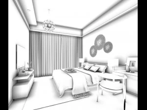 stylish bedroom complete 14 3D Model