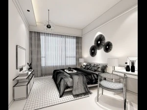 stylish bedroom complete 14 3D Model