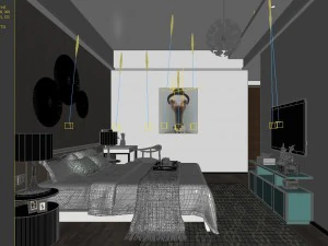 stylish bedroom complete 14 3D Model