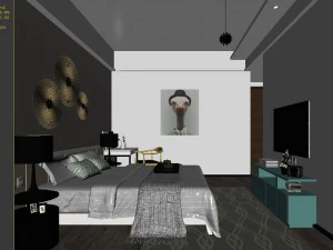 stylish bedroom complete 14 3D Model