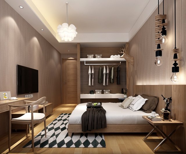 stylish bedroom complete 15 Model 3D .c4d .max .obj .3ds .fbx .stl .blend 