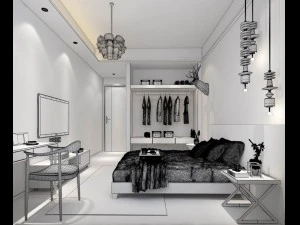 stylish bedroom complete 15 3D Model