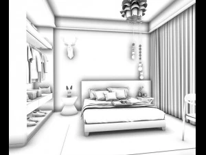 stylish bedroom complete 15 3D Model