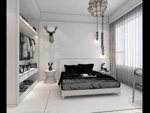 stylish bedroom complete 15 Model 3D
