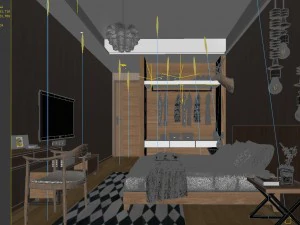 stylish bedroom complete 15 3D Model