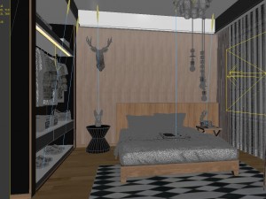 stylish bedroom complete 15 Model 3D