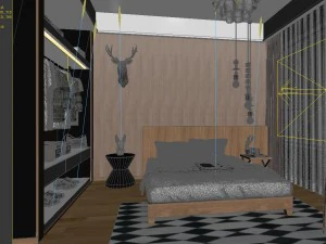 stylish bedroom complete 15 3D Model