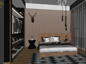 stylish bedroom complete 15 3D Model