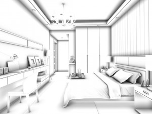 stylish bedroom complete 16 Modello 3D