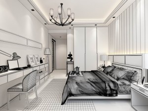 stylish bedroom complete 16 Modello 3D